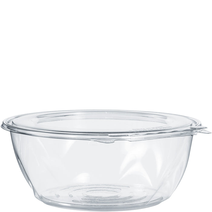 Dart 64 oz SafeSeal Tamper-Evident Clear PET Plastic Bowl with Hinged Flat Lid, CTR64BF (100 Count)