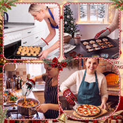Sratte Christmas Oven Mitts, 12 Pack, Multicolored Plaid Santa Joy