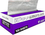 Pre-Cut Deli Aluminum Foil Sheets,100 Count - Heavy Duty 9x10' Pop Up Sheet for Burrito, Hot Dogs & Sandwiches