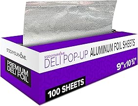Pre-Cut Deli Aluminum Foil Sheets,100 Count - Heavy Duty 9x10' Pop Up Sheet for Burrito, Hot Dogs & Sandwiches