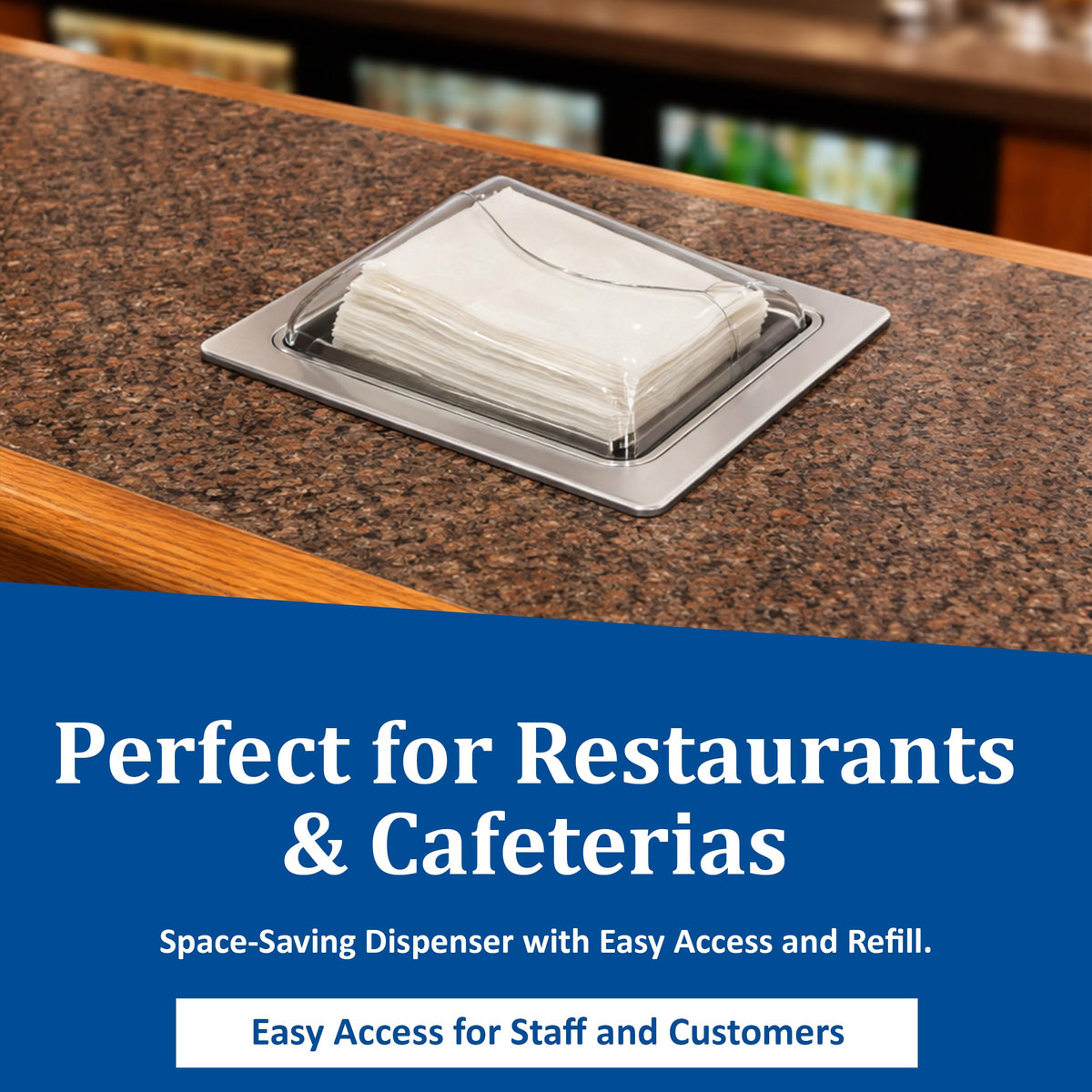 In-Counter Napkin Dispensers by San Jamar – Stainless Steel, Clear, Model H2001CLSS
