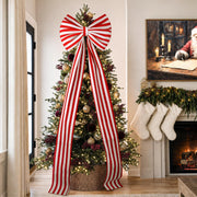 Zesua Giant Holiday Bow, 6.5 Feet, Red and White Striped