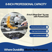 Wear-Ever 8" Non-Stick Fry Pan with CeramiGuard II and Cool Handle by Vollrath – 8-Inch, 8.0 inches, Aluminum, Black/Blue, Model Z4008