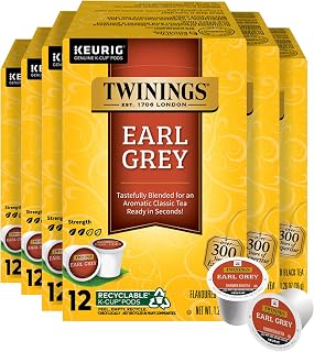 Twinings Earl Grey Black Bergamot Tea K-Cups for Keurig 12 CT Box (6 Pack)