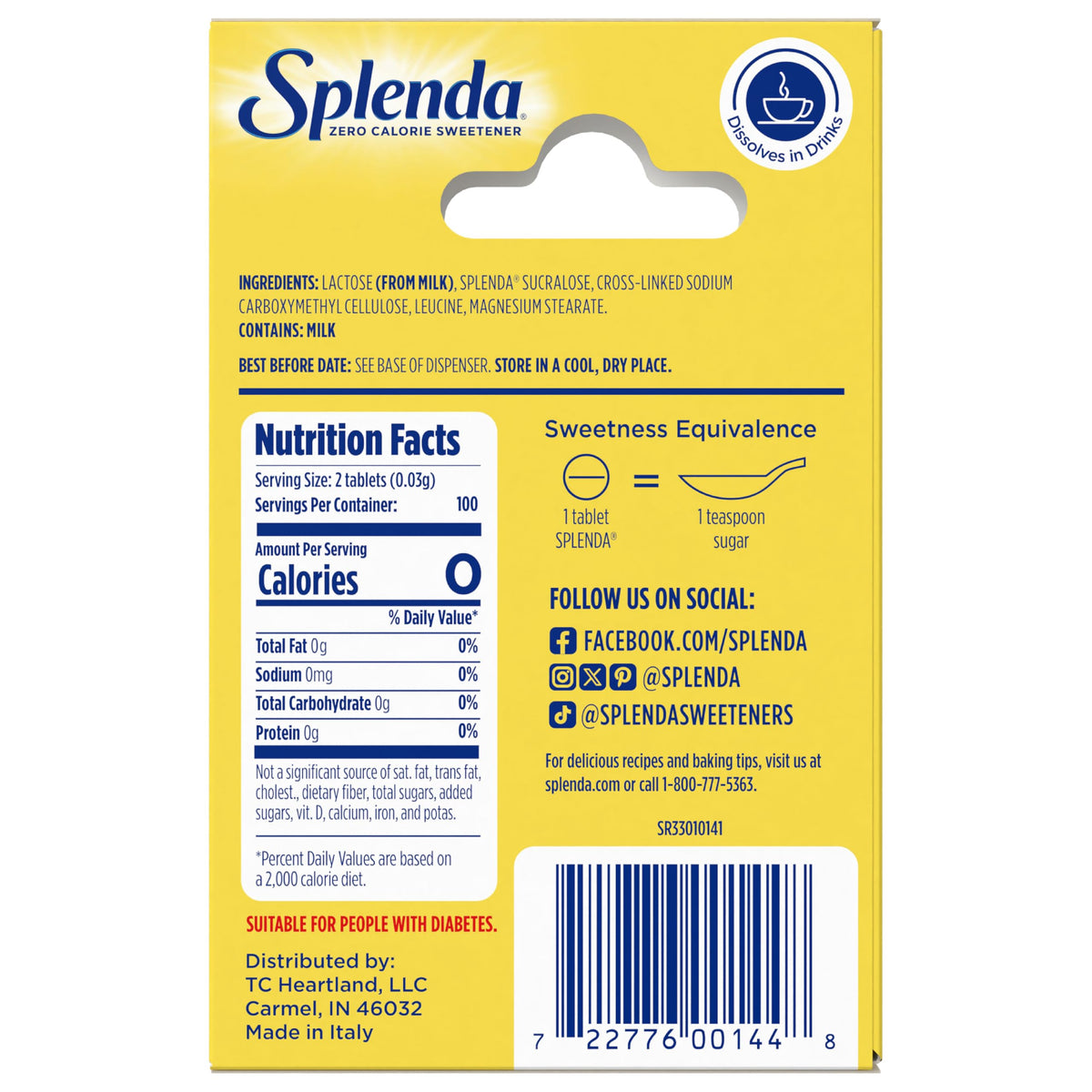 SPLENDA 200 Count (Pack of 1) / 1 Stevia