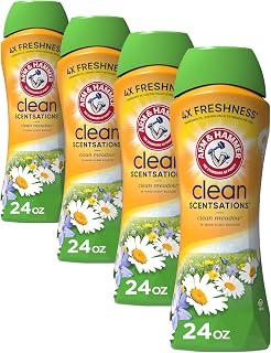 Arm & Hammer Clean Scentsations In-Wash Scent Booster,Laundry Scent Booster Clean Meadow-scent,24 Oz,(Pack of 4)