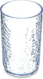 Carlisle FoodService Products Pebble Optic Pebble Tumbler Plastic Tumbler for Restaurants, Catering, Kitchens, Plastic, 10.9 Ounces, Clear
