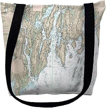 Betsy Drake TY13293BBM 16 x 16 in. Boothbay Maine Nautical Map Tote Bag - Medium Black