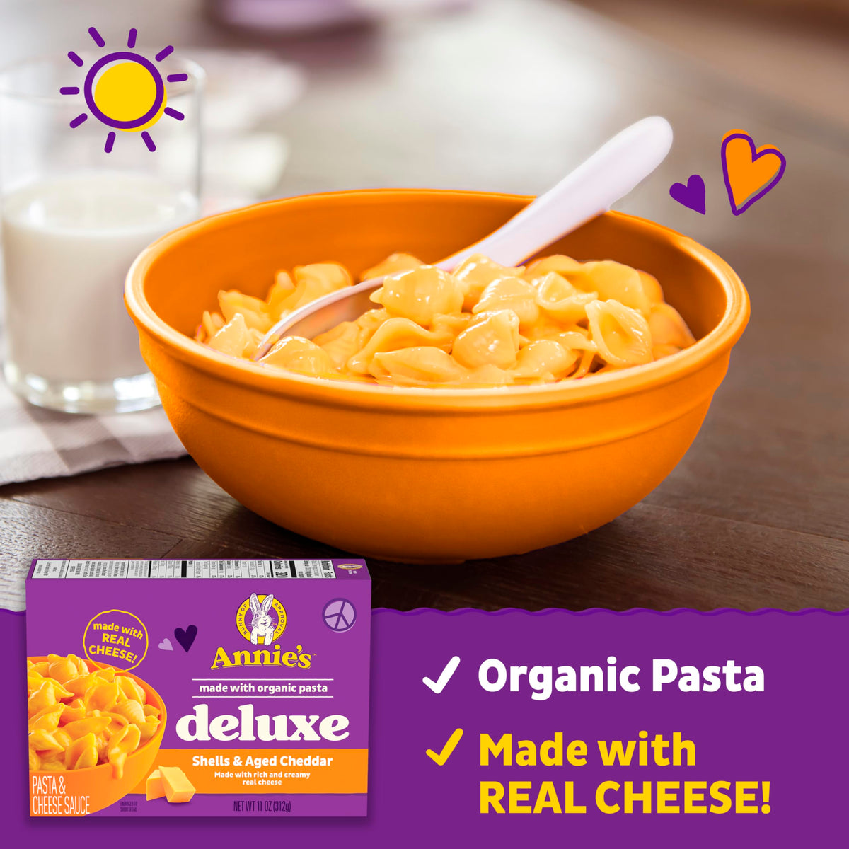 Annie's Homegrown Shells & Aged Cheddar / 11 Ounce (Pack of 2) / 1 Macaroni & Cheese
