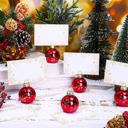 Whaline Christmas Place Card Holders, Red Ball Ornament with Gold Snowflakes, 12 Pack