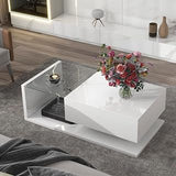 Coffee Tables for Living Room, Mesa de Centro - Modern Coffee Table | Modern coffee table with high-gloss UV surface, tempered glass top, and spacious drawer for organized living room storag