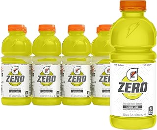 Gatorade Zero Sugar Thirst Quencher Sports Drinks, Lemon-Lime, 20 Ounce Bottles (Pack of 8)