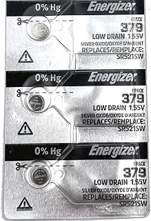 Energizer 3 Single 379 SR521SW Silver Oxide Low Drain 1.55V Coin Cell Batteries