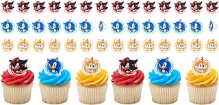 DecoPac Sonic the Hedgehog Rings, Cupcake Decorations Featuring Sonic, Tails, and Shadow - 24 Count (Pack of 2)