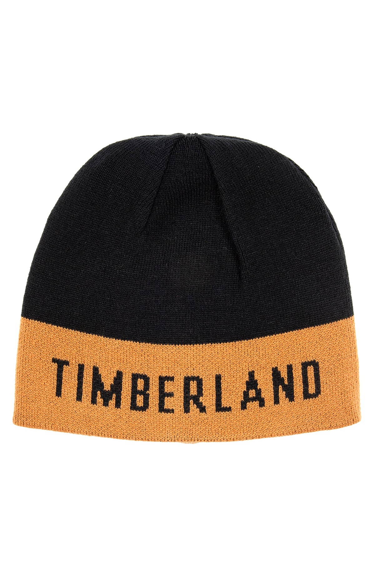 Men's Reversible Logo Jacquard Beanie by Timberland – Acrylic, Wheat/Black, Model T101308