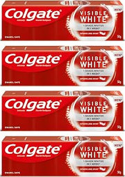 Colgate Visible White Sparkling Mint 50G Toothpaste (200G, Pack of 4, 50G Each) - Whitens Teeth, Protects Enamel, Freshens Breath(7 Ounce)