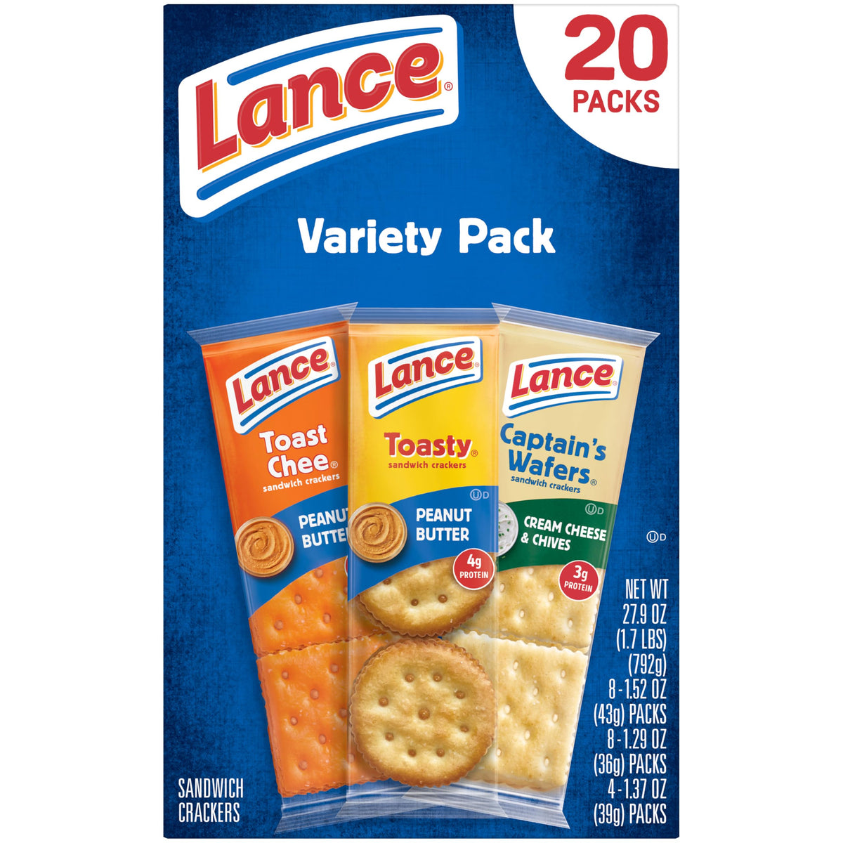 Assorted Sandwich Crackers by Lance – 1.4 Ounce (Pack of 20), Pack of 20