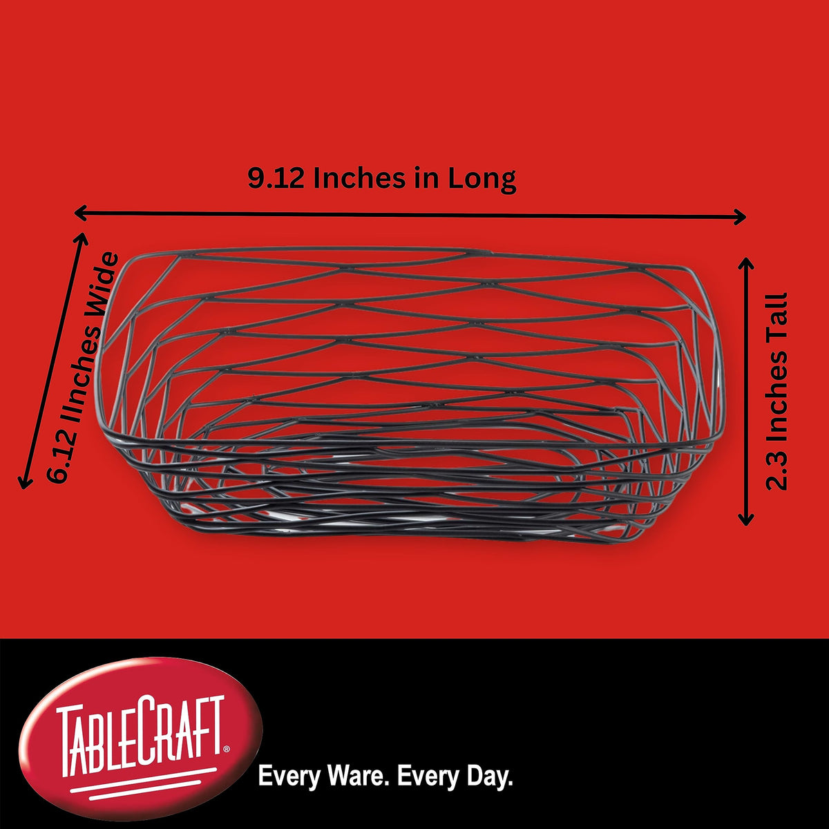 Tablecraft 9.125" x 6.125" x 2.325" / Black / Modern Display Baskets