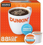 Dunkin' Donuts French Vanilla Keurig Single Serve K-Cup Pods, Light Roast, 22 Pods Per Pack, Case Of 4 Packs