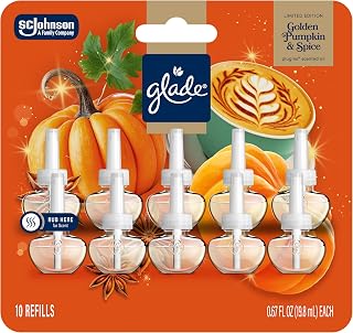 Glade PlugIns Scented Oil 2 Refills, Air Freshener, Golden Pumpkin & Spice, 6.7 fl oz, Pack of 10