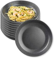 Tablecraft Melamine Round Serving Bowls, Terra Collection Heavy Duty Shatter Resistant for Salad, Soup, Dinner or Pasta, Commercial Foodservice Restaurant Use 11", 2" Deep Gray Speck, 48 oz, 10 pcs