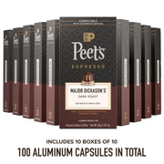 Peet's Coffee Major Dickason's Blend / 10 Count (Pack of 10) / 10 Coffee Gifts