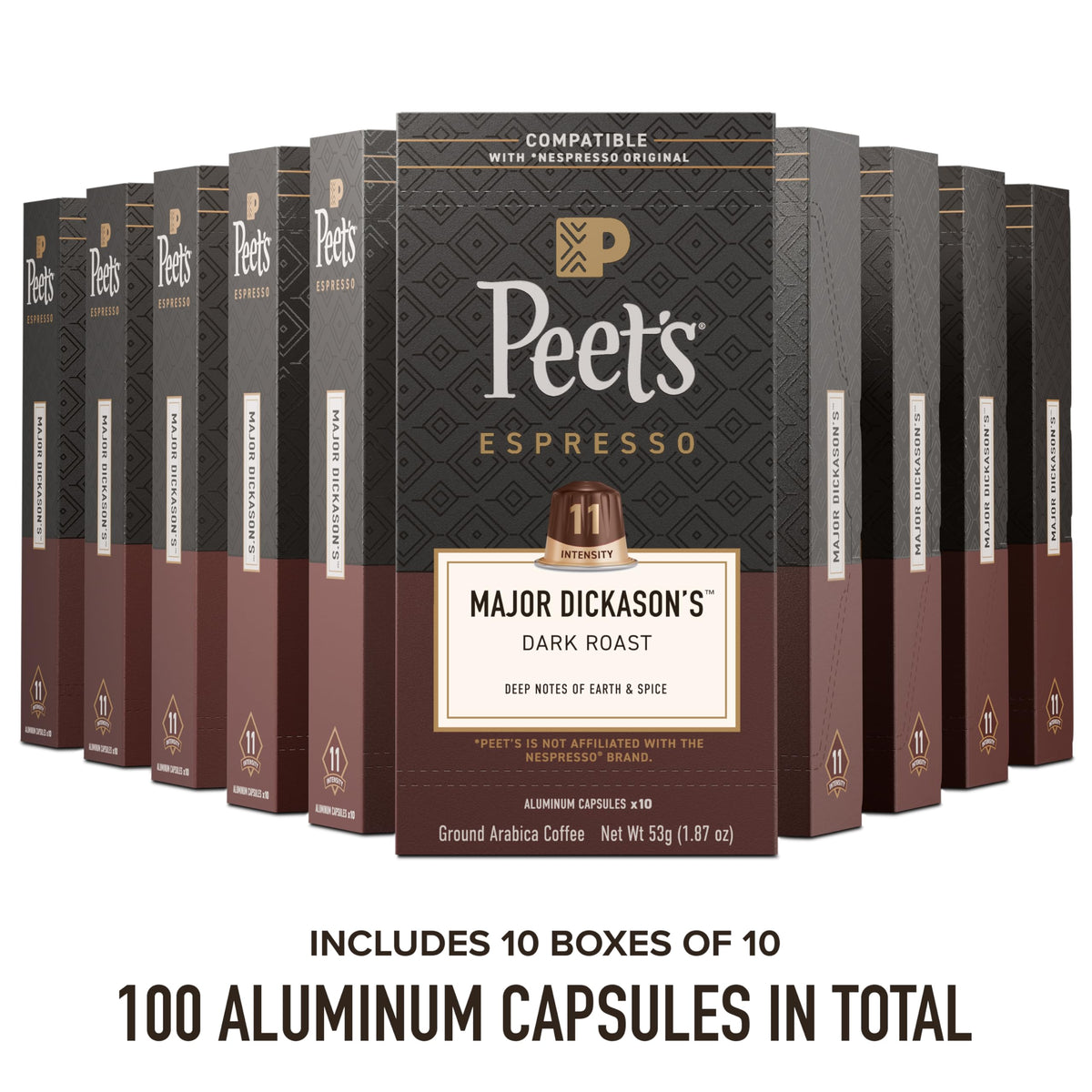 Peet's Coffee Major Dickason's Blend / 10 Count (Pack of 10) / 10 Coffee Gifts