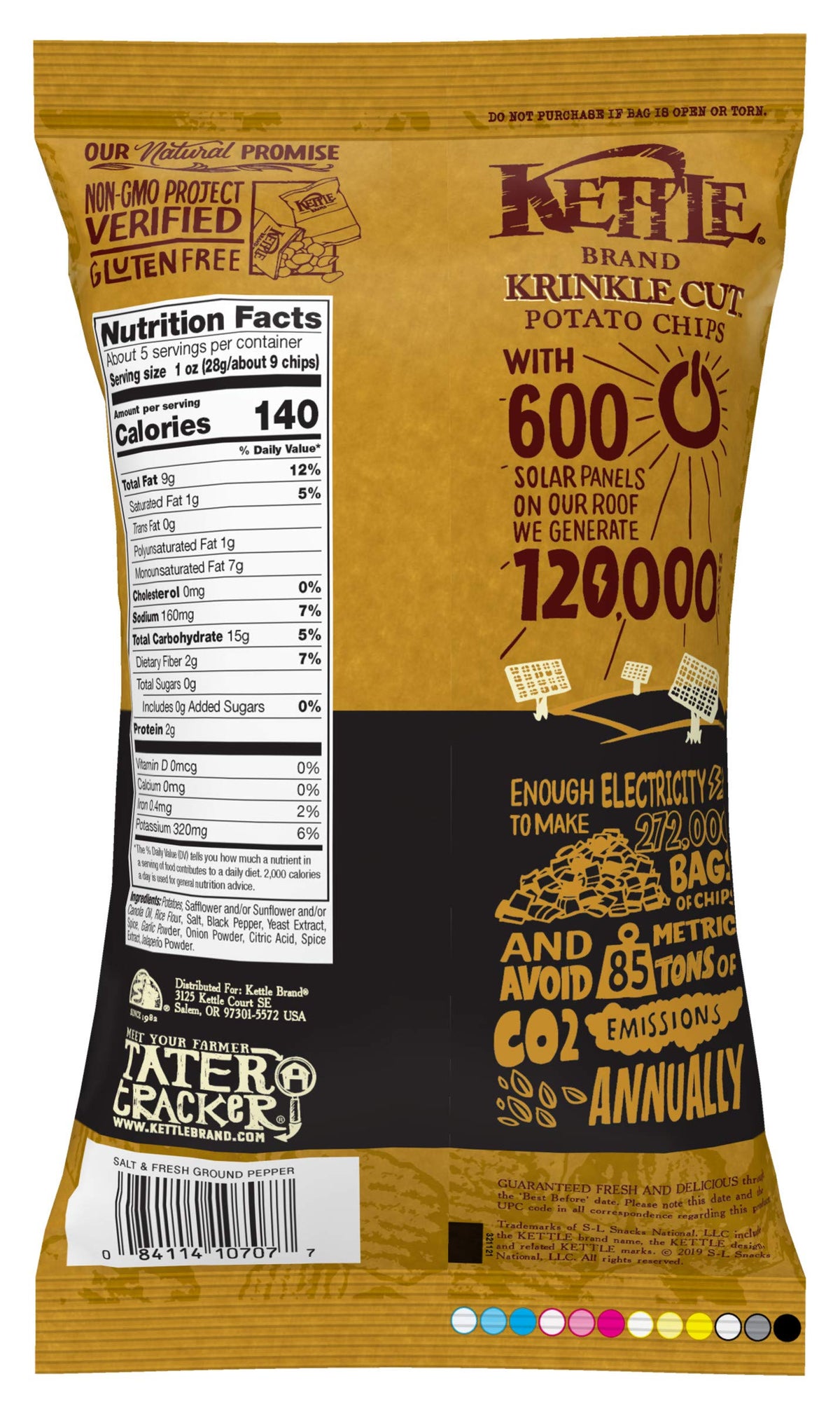 Krinkle Cut Potato Chips Salt & Fresh Ground Pepper 5 Ounces (Case of 15) by Kettle Brand – Pack of 15, Model 00201855