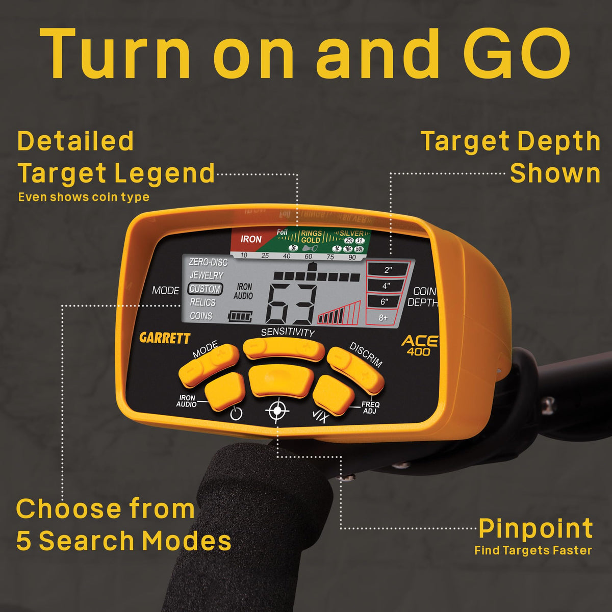 Garrett ACE 400 Metal Detector Bundle by Garrett Metal Detectors – Metal, Gold, Model 1141260 B04