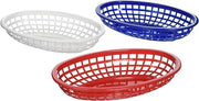 Tablecraft BBQ1074RWB 6 Piece Classic Oval Plastic Baskets, Red/White/Blue