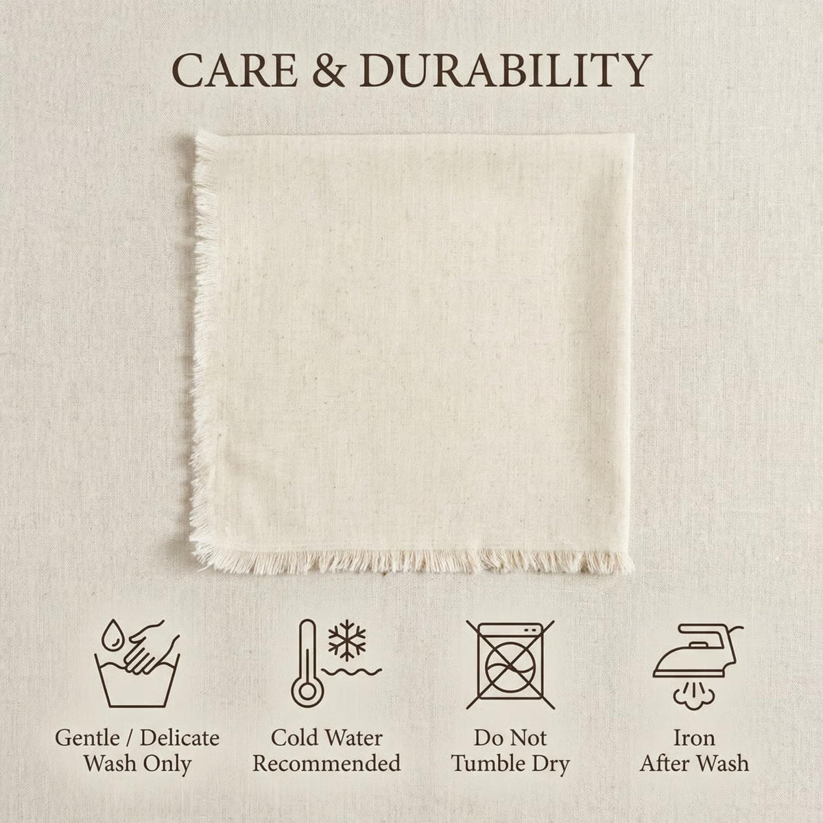 Accent Home Linen Blend Napkins, 18 x 18 Inches, Natural Set of 12