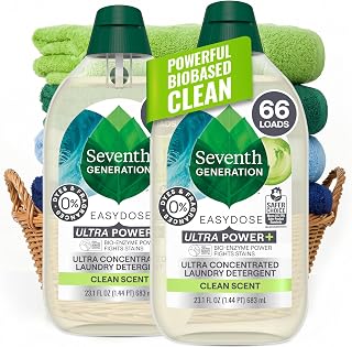 Seventh Generation Laundry Detergent Ultra Concentrated Clean Scent oz 2 Pack 132 Loads, Clear, Power Plus, 23.1 Ounce
