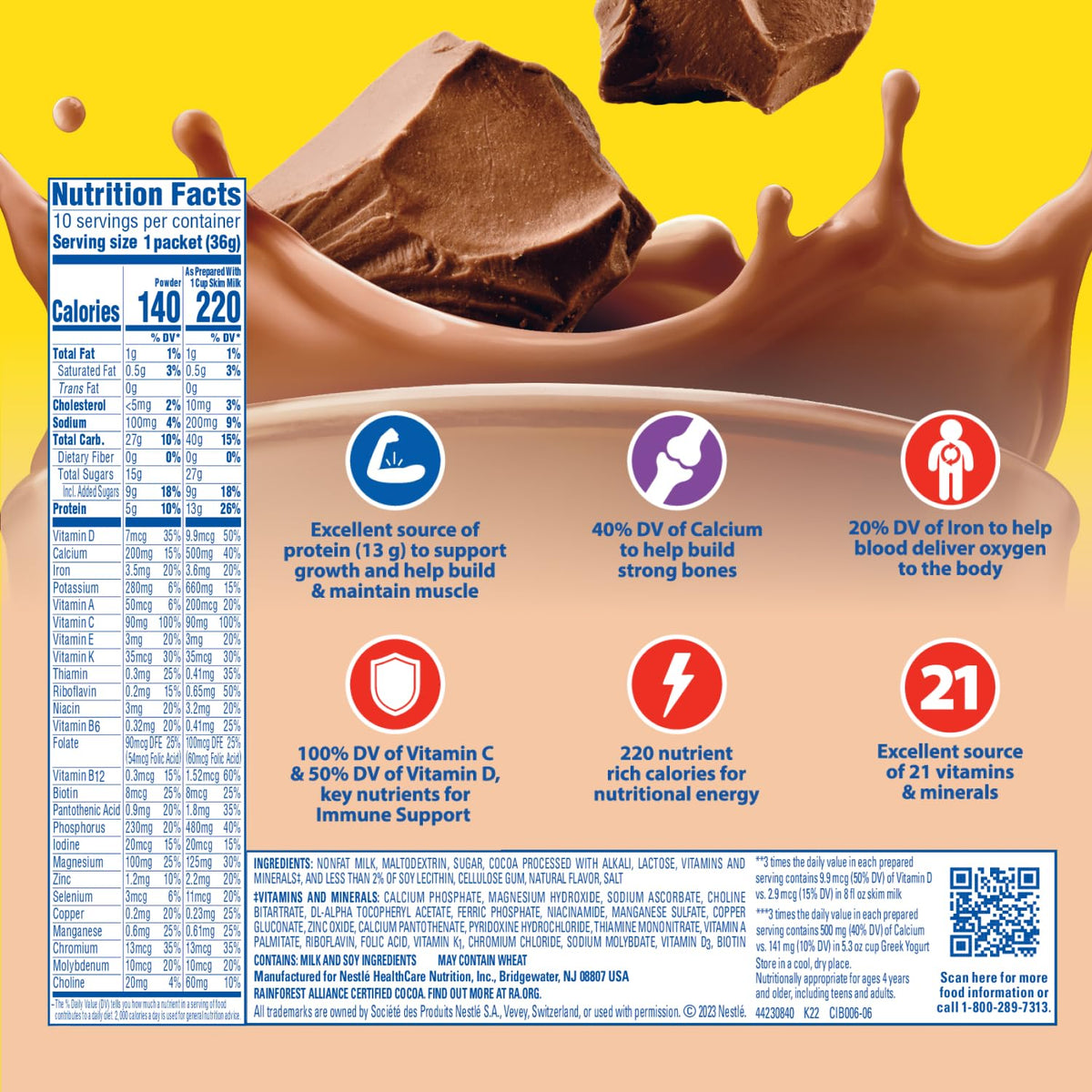 Carnation Breakfast Essentials Rich Milk Chocolate / 1.26 Ounce (Pack of 60) / 6 Chocolate Drink Mixes