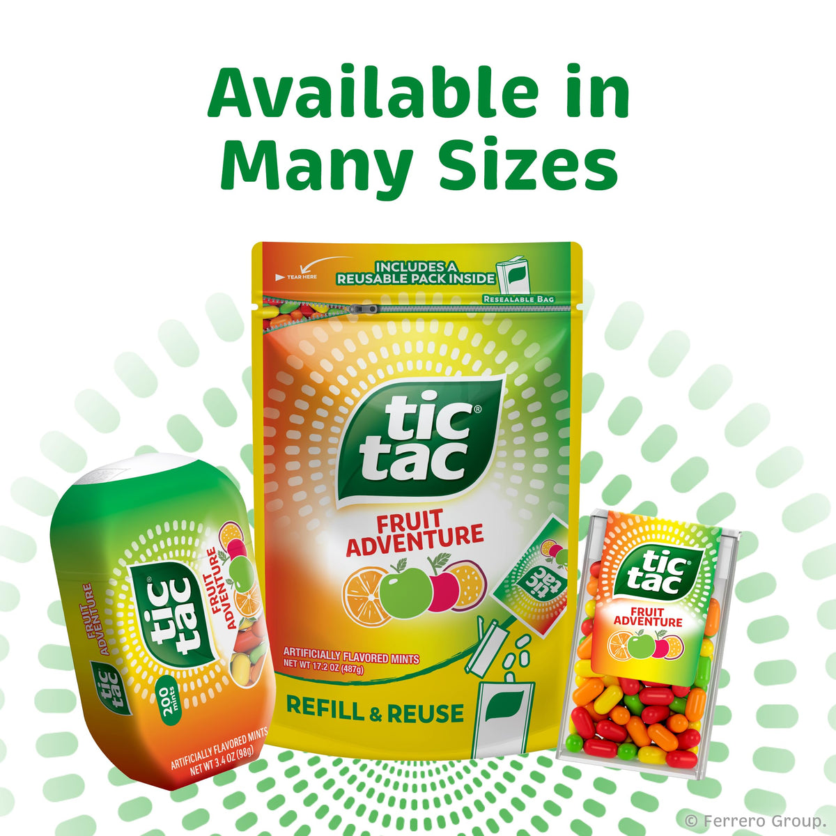 Bulk Fruit Adventure Refill Bag by Tic Tac – 17.2 Ounce (Pack of 1), Model 00009800009022