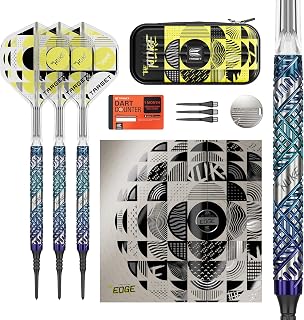 Target Darts Luke Littler Edge Soft Pixel Tip Dart Set, 19G | 95% Tungsten Darts, “The Nuke” Player Edition with Takoma Wallet, Swiss Conversion Points & No.2 K-Flex Flights