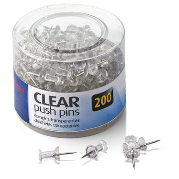 Push Pins by Officemate – 200 count, Clear, Model 35711