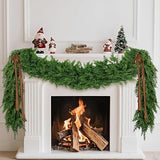 Rowfad 6Ft Cedar Pine Garland for Mantle Christmas Decorations, 1 Set | Light Green Christmas Garland, Realistic Xmas Artificial Greenery for Table, Winter Pine Garland for Outdoor, Wall, Fireplace