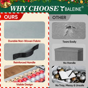 Baleine Ornament Storage Bin with Dividers, Holds 128 Balls, Grey Soft