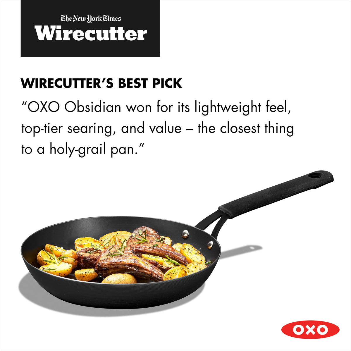 Obsidian 10” Carbon Steel Frying Pan by OXO – 10" Fry Pan with Silicone Sleeve and Brush, 3.0 cups, Cast Iron, Black, Model CC011490-001