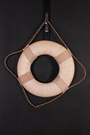 Titanic Life Preserver by AFD Home – 18 DIA X 2D, Fiberglass, Rope, Rope, Off-white, Black, Model T-OTBTL