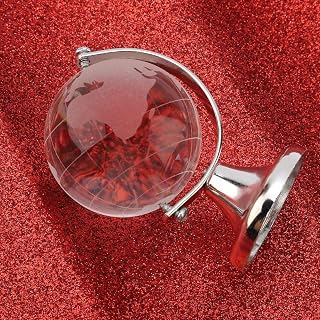 Zopsc Crystal Globe World Map Sphere, 3D Glass Ball (Silver) | Home Office Desk Decor, Gift for Friends, Photo Prop, with Base