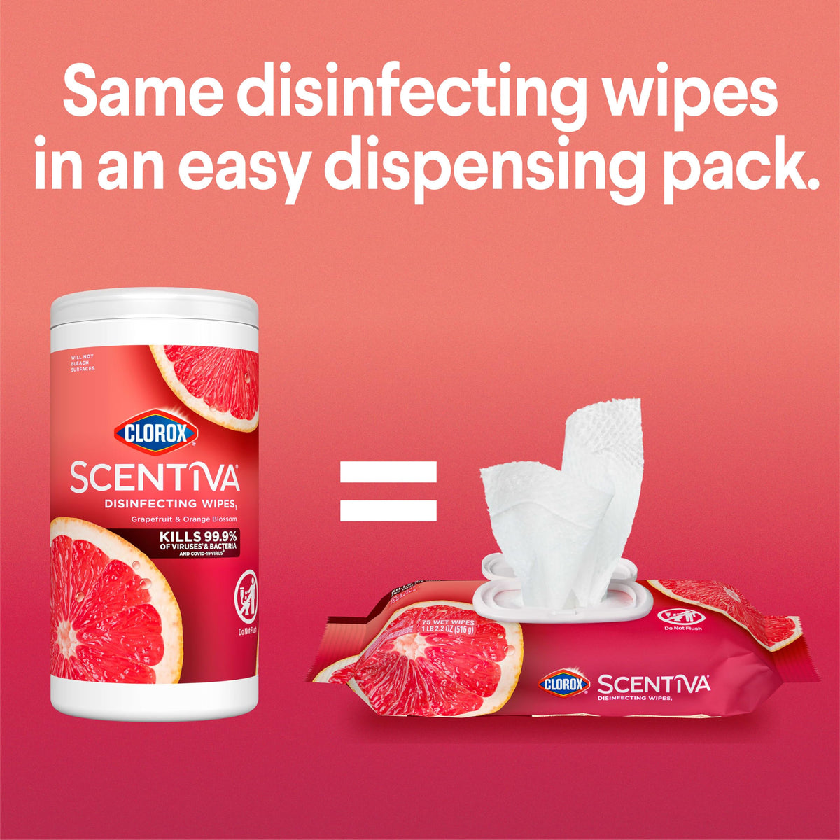 Scentiva Disinfecting Wipes by Clorox – 225 Count (Pack of 1), White, Model 10044600601462