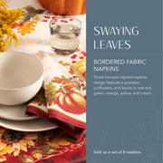 Elrene Swaying Leaves Napkins, 17 x 17 Inches, Set of 8