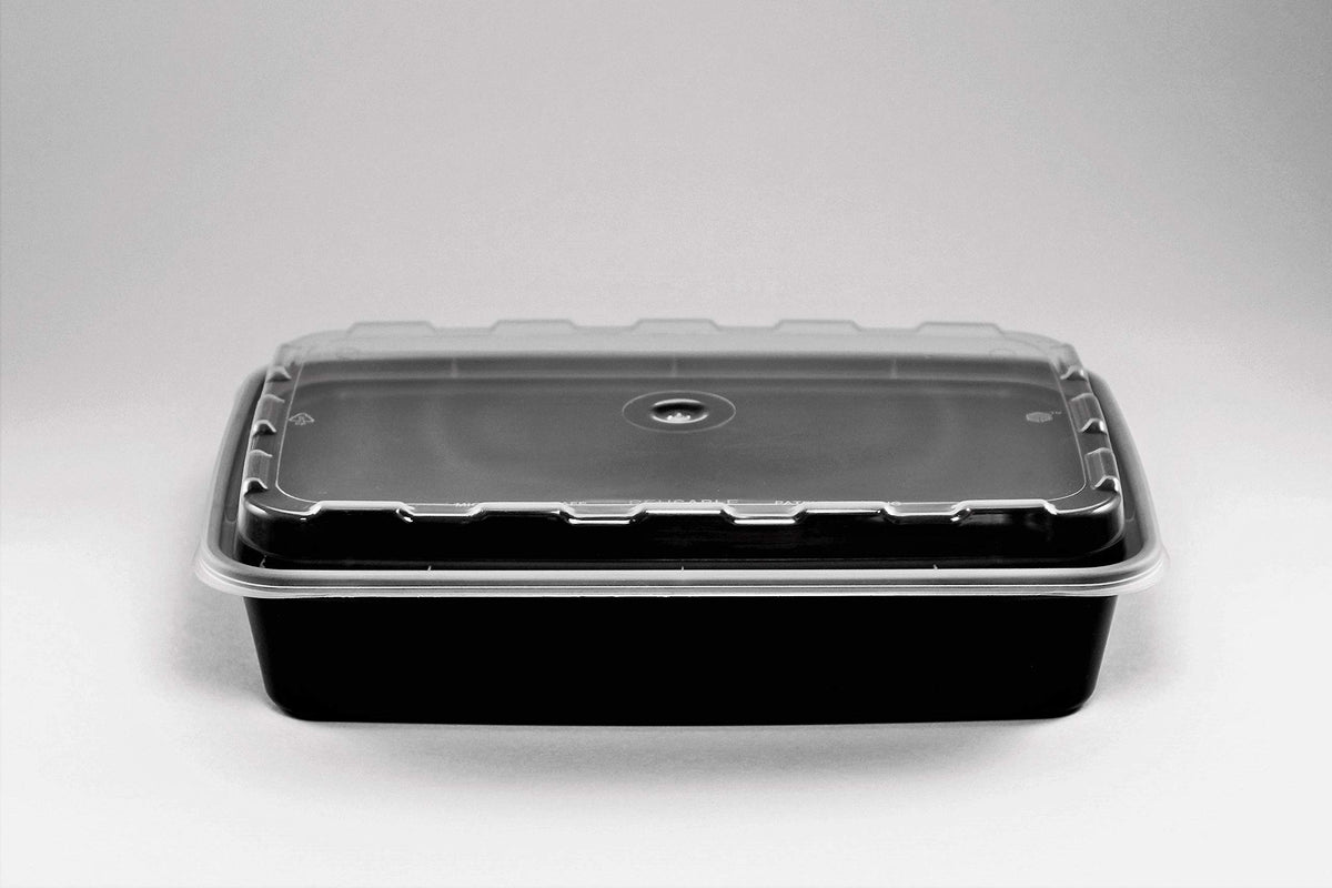 CR-927B, 28 oz Rectangular Microwaveable Food Containers Combo. 150 set/cs by CuBE Plastics – 28 oz, 28.0 ounces, Polypropylene, Black, Model FBA_CR-927B