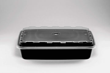 CR-927B, 28 oz Rectangular Microwaveable Food Containers Combo. 150 set/cs by CuBE Plastics – 28 oz, 28.0 ounces, Polypropylene, Black, Model FBA_CR-927B
