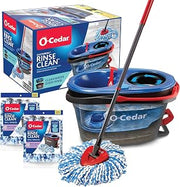O-Cedar EasyWring RinseClean Microfiber Spin Mop Bucket + 2 Deep Clean Mop Head Replacement (Variety Pack)