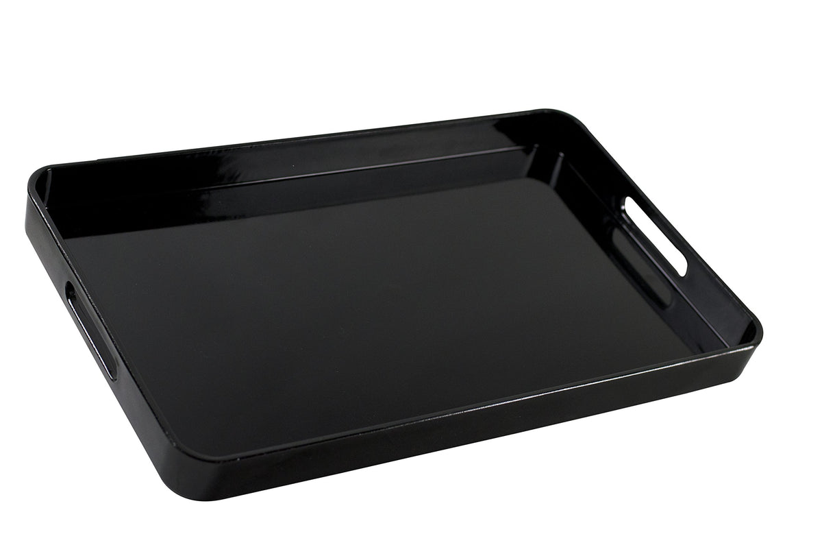 19.25" x 11.75" Lacquer Rectangle Serving Tray with handles by 10 Strawberry Street – 19.3" x 12" x 1.8", Black, Model BLK-REC