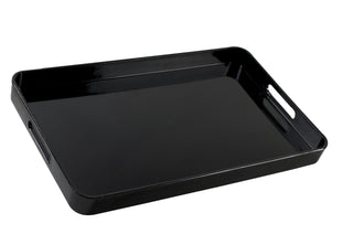 19.25" x 11.75" Lacquer Rectangle Serving Tray with handles by 10 Strawberry Street – 19.3" x 12" x 1.8", Black, Model BLK-REC