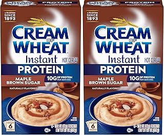 Cream of Wheat Instant High Protein Hot Cereal, Maple Brown Sugar, 1.6 Ounce, 12 Packets