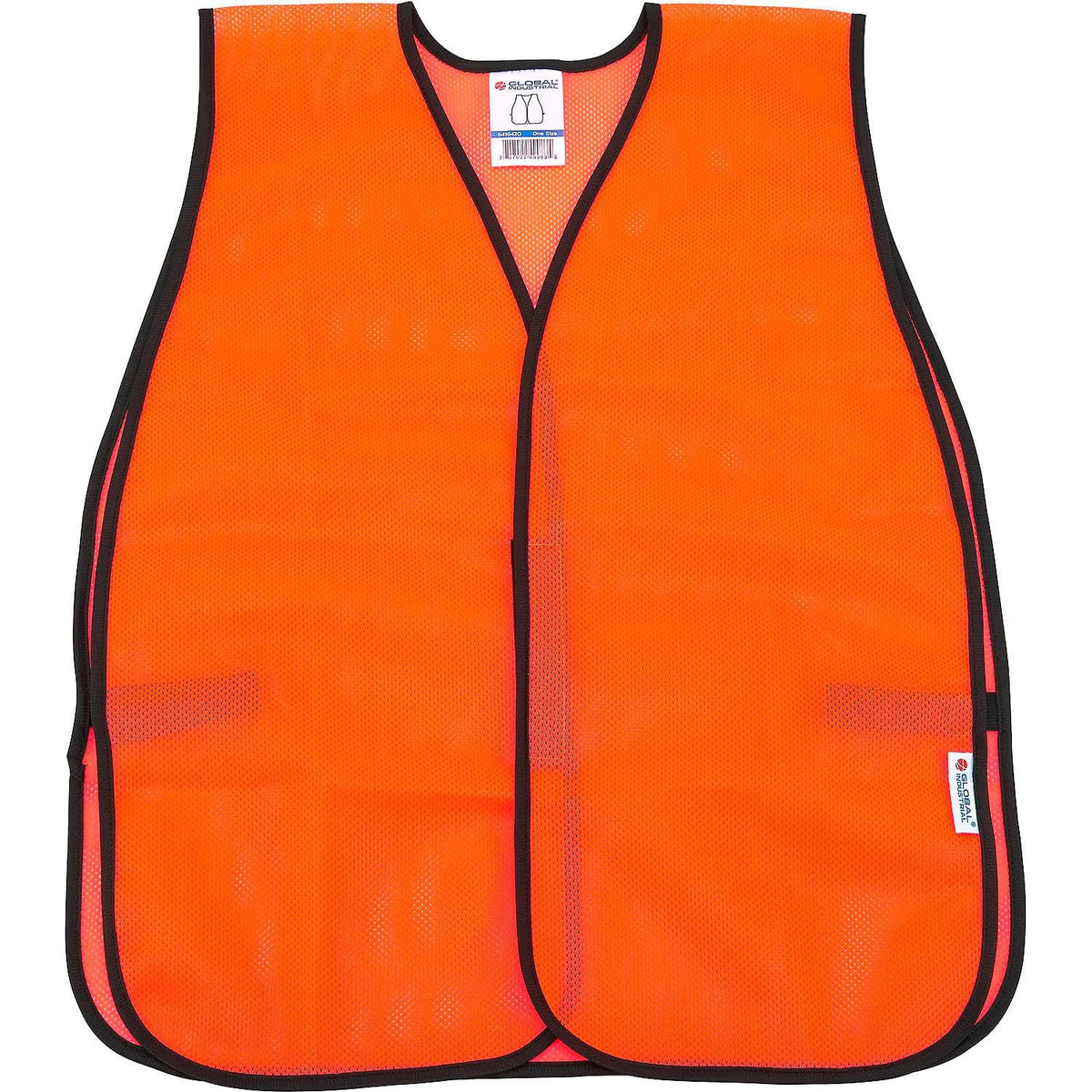 Hi-Vis Safety Vest by Global Industrial – One Size, Polyester, Orange, Model 641642O